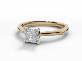 Diamond Solitaire Engagement Ring Plain Polish Band Certified Princess-Cut Diamond 100% Recycled, Hallmarked 18ct. Yellow Gold