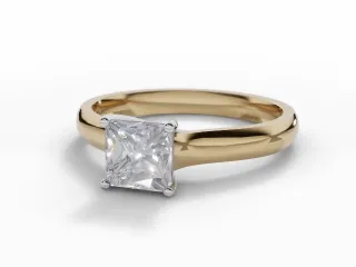 Diamond Solitaire Engagement Ring Plain Polish Band Certified Princess-Cut Diamond 100% Recycled, Hallmarked 18ct. Yellow and White Gold