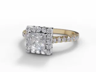 Diamond Halo Engagement Ring Micro Pavé Diamond-Set Band Certified Princess-Cut Diamond 100% Recycled, Hallmarked 18ct. Yellow Gold