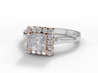 Diamond Halo Engagement Ring Plain Polish Band Certified Princess-Cut Diamond 100% Recycled, Hallmarked 18ct. White Gold