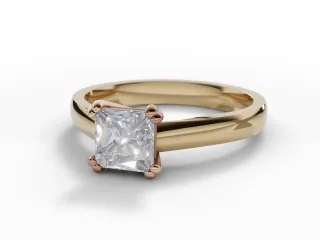 Diamond Solitaire Engagement Ring Plain Polish Band Certified Princess-Cut Diamond 100% Recycled, Hallmarked 18ct. Yellow Gold