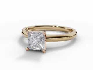 Diamond Solitaire Engagement Ring Plain Polish Band Certified Princess-Cut Diamond 100% Recycled, Hallmarked 18ct. Yellow Gold