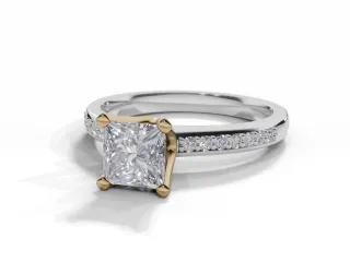 Diamond-Set Band Engagement Ring Grain-Set Diamond Band Certified Princess-Cut Diamond 100% Recycled, Hallmarked 18ct. White Gold