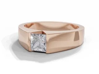 Diamond Solitaire Engagement Ring Plain Polish Band Certified Princess-Cut Diamond 100% Recycled, Hallmarked 18ct. Rose Gold