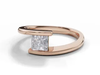 Diamond Solitaire Engagement Ring Diamond-Set Band Certified Princess-Cut Diamond 100% Recycled, Hallmarked 18ct. Rose Gold