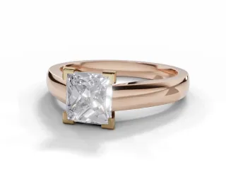 Diamond Solitaire Engagement Ring Plain Polish Band Certified Princess-Cut Diamond 100% Recycled, Hallmarked 18ct. Rose Gold