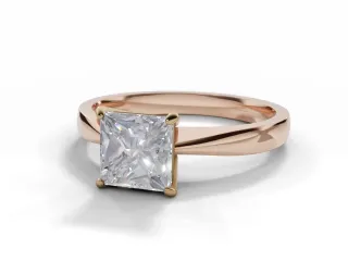 Diamond Solitaire Engagement Ring Plain Polish Band Certified Princess-Cut Diamond 100% Recycled, Hallmarked 18ct. Rose Gold