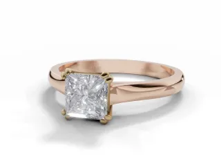 Diamond Solitaire Engagement Ring Plain Polish Band Certified Princess-Cut Diamond 100% Recycled, Hallmarked 18ct. Rose Gold