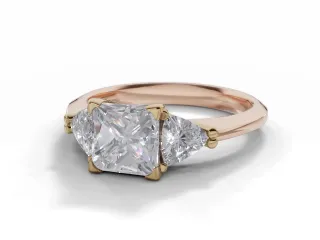 Diamond-Set Shoulder Engagement Ring Plain Polish Band Certified Princess-Cut Diamond 100% Recycled, Hallmarked 18ct. Rose Gold