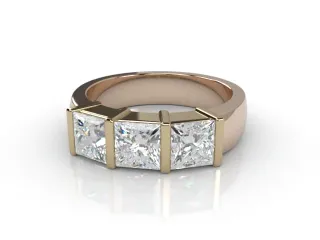 Diamond 3 Stone Engagement Ring Plain Polish Band Certified Princess-Cut Diamond 100% Recycled, Hallmarked 18ct. Rose Gold