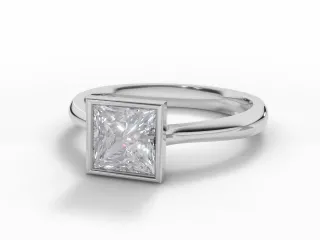 Diamond Solitaire Engagement Ring Plain Polish Band Certified Princess-Cut Diamond 100% Recycled, Hallmarked 18ct. White Gold and Platinum