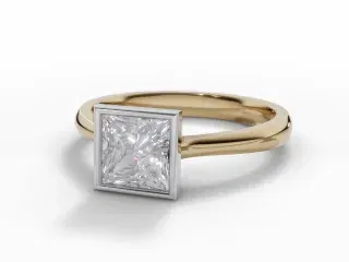 Diamond Solitaire Engagement Ring Plain Polish Band Certified Princess-Cut Diamond 100% Recycled, Hallmarked Platinum and 18ct. Yellow Gold