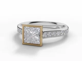 Diamond-Set Band Engagement Ring Micro Pavé Diamond-Set Band Certified Princess-Cut Diamond 100% Recycled, Hallmarked 18ct. Yellow Gold and Platinum