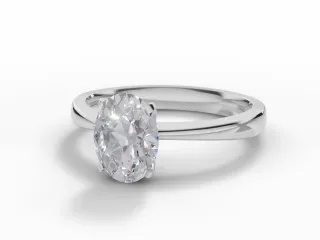 Diamond Solitaire Engagement Ring Plain Polish Band Certified Oval-Cut Diamond 100% Recycled, Hallmarked Platinum