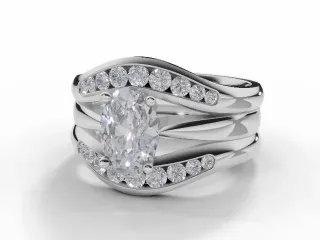 Diamond Jacket Engagement Ring Diamond-Set Bands Certified Oval-Cut Diamond 100% Recycled, Hallmarked Platinum