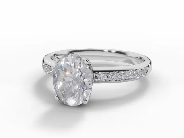 Diamond-Set Band Engagement Ring<br />Grain-Set Diamond Band<br/>Certified Oval-Cut Diamond<br />100% Recycled, Hallmarked Platinum Diamond-Set Band Engagement Ring<br />Grain-Set Diamond Band<br/>Certified Oval-Cut Diamond<br />100% Recycled, Hallmarked Platinum