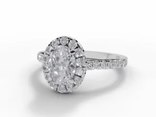 Diamond Halo Engagement Ring Micro Pavé Diamond-Set Band Certified Oval-Cut Diamond 100% Recycled, Hallmarked 18ct. White Gold