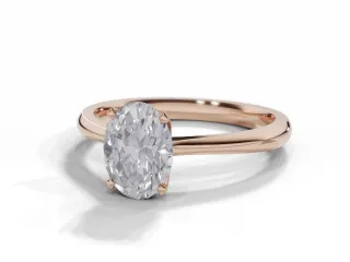 Diamond Solitaire Engagement Ring Plain Polish Band Certified Oval-Cut Diamond 100% Recycled, Hallmarked 18ct. Rose Gold