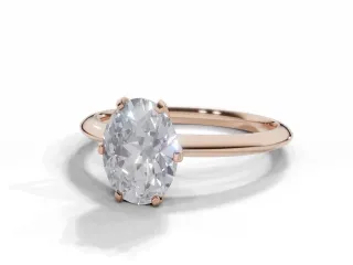 Diamond Solitaire Engagement Ring Plain Polish Band Certified Oval-Cut Diamond 100% Recycled, Hallmarked 18ct. Rose Gold