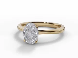 Diamond Solitaire Engagement Ring Plain Polish Band Certified Oval-Cut Diamond 100% Recycled, Hallmarked 18ct. Yellow Gold