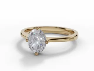 Diamond Solitaire Engagement Ring Plain Polish Band Certified Oval-Cut Diamond 100% Recycled, Hallmarked 18ct. Yellow Gold