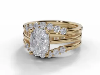 Diamond Jacket Engagement Ring Diamond-Set Bands Certified Oval-Cut Diamond 100% Recycled, Hallmarked 18ct. Yellow Gold