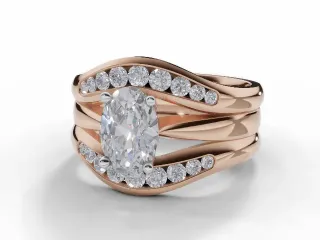 Diamond Jacket Engagement Ring Diamond-Set Bands Certified Oval-Cut Diamond 100% Recycled, Hallmarked 18ct. Rose Gold