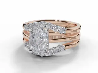 Diamond Jacket Engagement Ring Diamond-Set Bands Certified Oval-Cut Diamond 100% Recycled, Hallmarked 18ct. Rose Gold