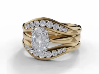 Diamond Jacket Engagement Ring Diamond-Set Bands Certified Oval-Cut Diamond 100% Recycled, Hallmarked 18ct. Yellow Gold