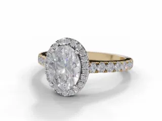Diamond Halo Engagement Ring Micro Pavé Diamond-Set Band Certified Oval-Cut Diamond 100% Recycled, Hallmarked 18ct. Yellow and White Gold
