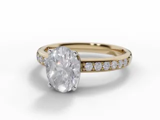 Diamond-Set Band Engagement Ring Grain-Set Diamond Band Certified Oval-Cut Diamond 100% Recycled, Hallmarked 18ct. Yellow and White Gold