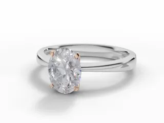 Diamond Solitaire Engagement Ring Plain Polish Band Certified Oval-Cut Diamond 100% Recycled, Hallmarked 18ct. White Gold