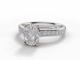 Diamond-Set Band Engagement Ring Grain-Set Diamond Band Certified Oval-Cut Diamond 100% Recycled, Hallmarked 18ct. White and Rose Gold