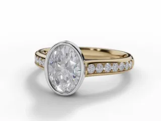 Diamond-Set Band Engagement Ring Grain-Set Diamond Band Certified Oval-Cut Diamond 100% Recycled, Hallmarked Platinum and 18ct. Yellow Gold