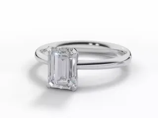 Solitaire Diamond Engagement Ring Diamond-Set Band Certificated Emerald-Cut Diamond 100% Recycled, Hallmarked Platinum