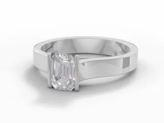 Solitaire Diamond Engagement Ring Diamond-Set Band Certificated Emerald-Cut Diamond 100% Recycled, Hallmarked Platinum