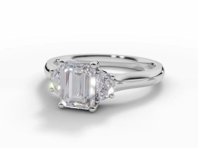 Diamond Engagement Ring Diamond-Set Band Certificated Emerald-Cut Diamond 100% Recycled, Hallmarked Platinum