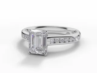 Diamond-Set Band Diamond Engagement Ring Certificated Emerald-Cut Diamond 100% Recycled, Hallmarked Platinum