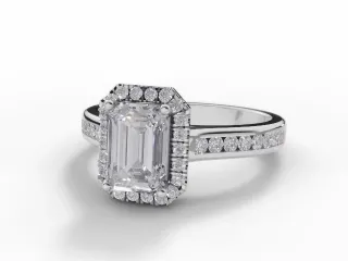 Diamond-Set Band Diamond Engagement Ring Certificated Emerald-Cut Diamond 100% Recycled, Hallmarked Platinum