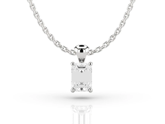 Claw-Set Diamond Pendant Diamond Pendant Certified  Emerald-Cut Diamond 100% Recycled, Hallmarked Platinum