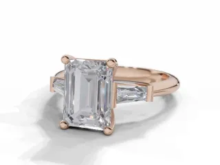 Diamond Engagement Ring Diamond-Set Band Certificated Emerald-Cut Diamond 100% Recycled, Hallmarked 18ct. Rose Gold