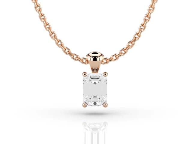 Claw-Set Diamond Pendant Diamond Pendant Certified  Emerald-Cut Diamond 100% Recycled, Hallmarked 18ct. Rose Gold