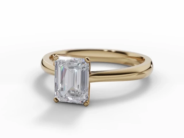 Solitaire Diamond Engagement Ring 1 Carat Emerald-Cut Diamond 100% Recycled, Hallmarked 18 Carat Yellow Gold Plain Polish Band