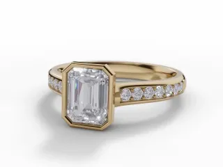 Diamond-Set Band Diamond Engagement Ring Certificated Emerald-Cut Diamond 100% Recycled, Hallmarked 18ct. Yellow Gold