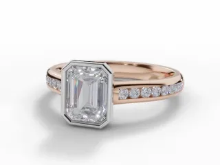 Diamond-Set Band Diamond Engagement Ring Certificated Emerald-Cut Diamond 100% Recycled, Hallmarked 18ct. Rose Gold