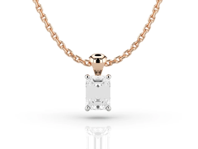 Claw-Set Diamond Pendant Diamond Pendant Certified  Emerald-Cut Diamond 100% Recycled, Hallmarked 18ct. Rose Gold