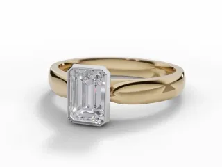 Solitaire Diamond Engagement Ring Diamond-Set Band Certificated Emerald-Cut Diamond 100% Recycled, Hallmarked 18ct. Yellow Gold