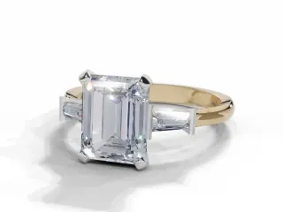 Diamond Engagement Ring Diamond-Set Band Certificated Emerald-Cut Diamond 100% Recycled, Hallmarked 18ct. Yellow Gold