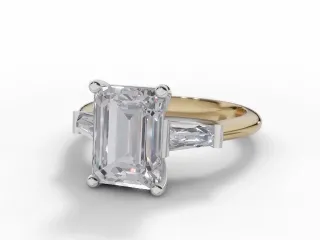 Diamond Engagement Ring Diamond-Set Band Certificated Emerald-Cut Diamond 100% Recycled, Hallmarked 18ct. Yellow Gold