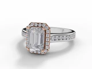 Diamond-Set Band Diamond Engagement Ring Certificated Emerald-Cut Diamond 100% Recycled, Hallmarked 18ct. White Gold